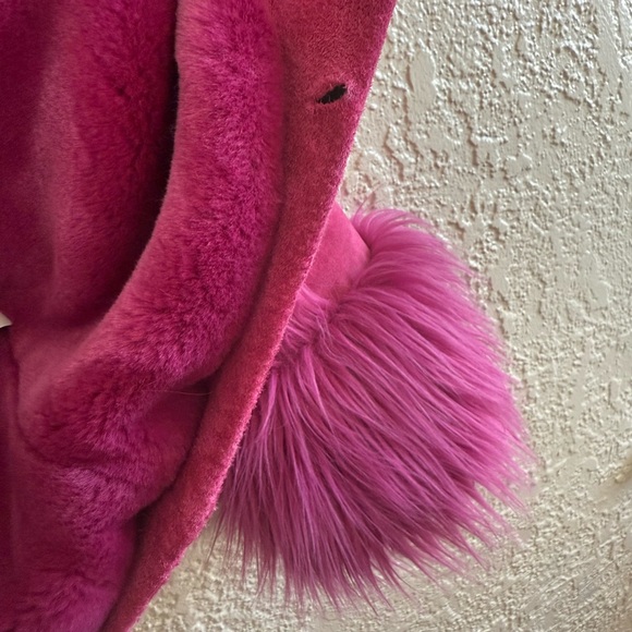 Wilsons Leather Magenta Faux Fur Trim Leather Jacket - Picture 10 of 11